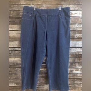 NWT Ruby Rd. Indigo Slimming Contour Waistband Capri Pants Size 16